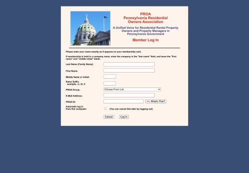 
                            6. PROA ID Log In - Pennsylvania Residential Owners Association - PROA