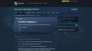 
                            8. problem logging in :: The Lord of the Rings Online™ General ...