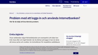 
                            2. Problem med att logga in och använda Internetbanken? - Nordea