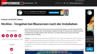 
                            13. Problem mit WLAN-Treibern: McAfee - Vorgehen bei Bluescreen nach ...