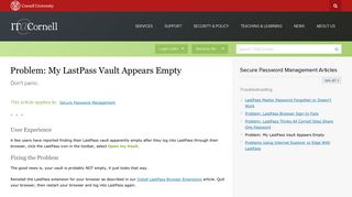 
                            11. Problem: My LastPass Vault Appears Empty | IT@Cornell