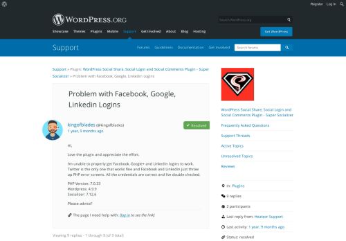 
                            10. Problem with Facebook, Google, Linkedin Logins | WordPress.org