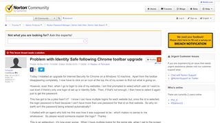 
                            5. Problem with Identity Safe following Chrome toolbar upgrade ...