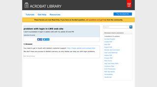
                            9. problem with login in LWS web site (Installation ... - Acrobat Answers