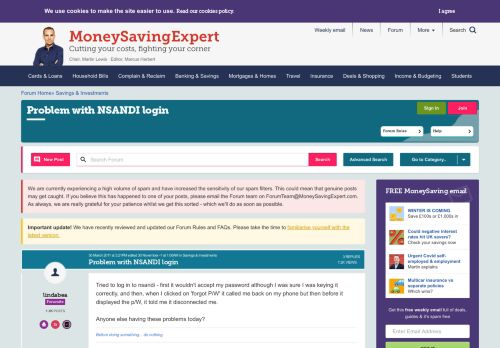 
                            7. Problem with NSANDI login - MoneySavingExpert.com ...