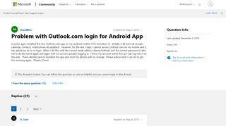 
                            1. Problem with Outlook.com login for Android App - Microsoft Community