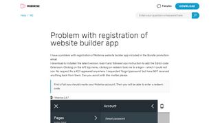 
                            10. Problem with registration of website builder app - Mobirise