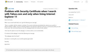 
                            3. Problem with Security Certificate when I search with Yahoo.com and ...