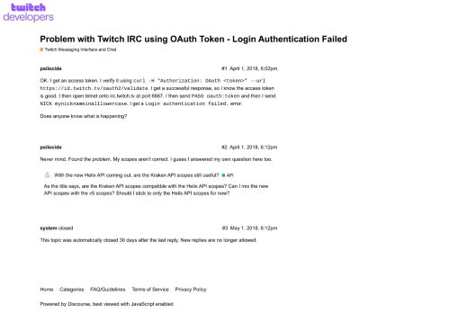 
                            4. Problem with Twitch IRC using OAuth Token - Login Authentication ...