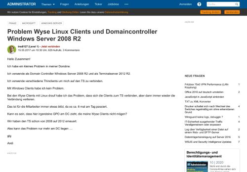 
                            12. Problem Wyse Linux Clients und Domaincontroller Windows Server ...