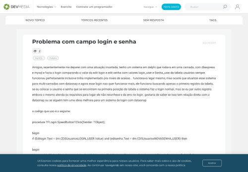 
                            11. Problema com campo login e senha - Fórum DevMedia