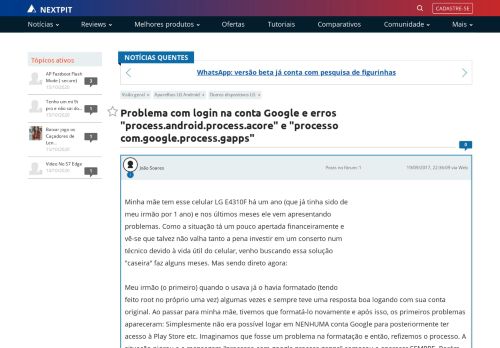 
                            8. Problema com login na conta Google e erros 