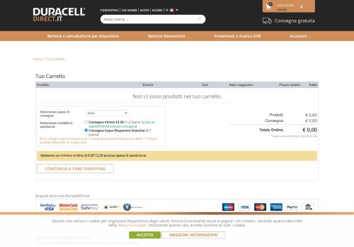 
                            4. Problema con i cookie del browser - Duracell Direct it