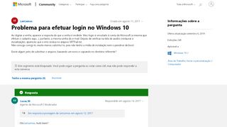
                            1. Problema para efetuar login no Windows 10 - Microsoft Community