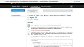 
                            6. Problema Your login attempt was not successful. Please try again ...