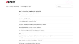 
                            1. Problemas al iniciar sesión – Tinder