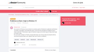 
                            8. Problemas ao fazer o login no Windows 10 | Comunidade Deezer
