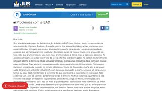 
                            7. Problemas com a EAD - Jus Dúvidas Jurídicas - Página 58 - ID 79904 ...