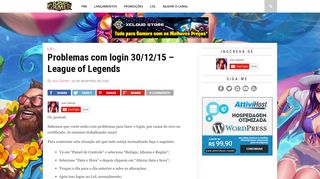 
                            12. Problemas com login 30/12/15 - League of Legends - Blog da ...