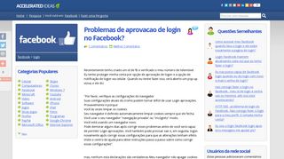 
                            11. Problemas de aprovacao de login no Facebook? | Facebook