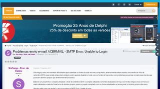
                            1. Problemas envio e-mail ACBRMAIL - SMTP Error: Unable to Login ...
