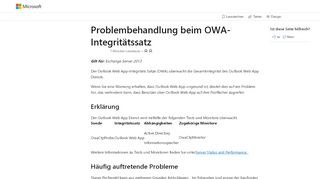 
                            1. Problembehandlung beim OWA-Integritätssatz | Microsoft Docs
