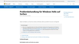 
                            1. Problembehandlung für Windows Hello auf Surface - Microsoft Support