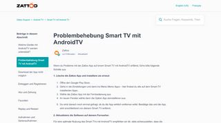 
                            2. Problembehebung Smart TV mit AndroidTV – Zattoo Support