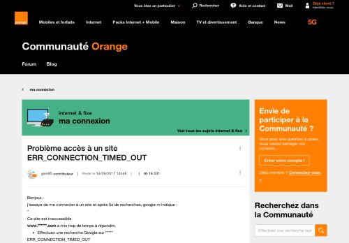 
                            11. Problème accès à un site ERR_CONNECTION_TIMED_OUT - Communauté Orange