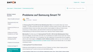 
                            1. Probleme auf Samsung Smart TV – Zattoo Support