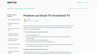 
                            7. Probleme auf Smart TV mit Android TV – Zattoo Support