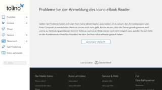 
                            2. Probleme bei der Anmeldung des tolino eBook Reader - tolino ...