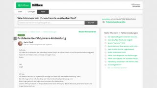 
                            11. Probleme bei Shopware-Anbindung : Billbee