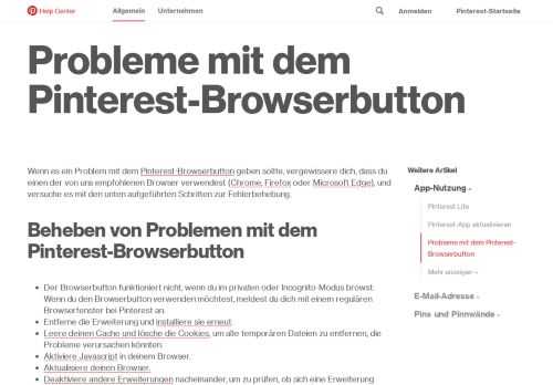 
                            13. Probleme mit dem Pinterest-Browserbutton | Pinterest help