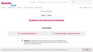 
                            2. Probleme mit Internet und Festnetz – Sunrise Hilfe