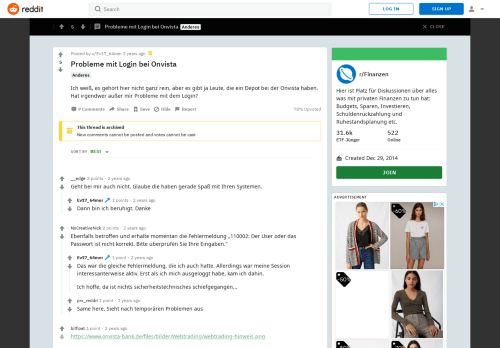 
                            9. Probleme mit Login bei Onvista : Finanzen - Reddit