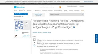 
                            8. Probleme mit Roaming Profiles - Anmeldung des Dienstes ...