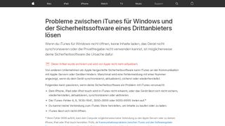 
                            3. Probleme zwischen iTunes und der Sicherheitssoftware eines ...