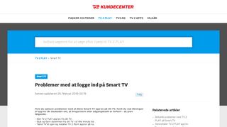 
                            2. Problemer med at logge ind på Smart TV – TV 2 PLAY