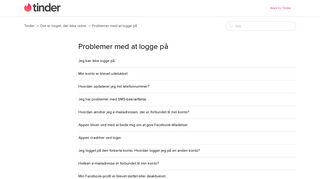 
                            9. Problemer med at logge på – Tinder