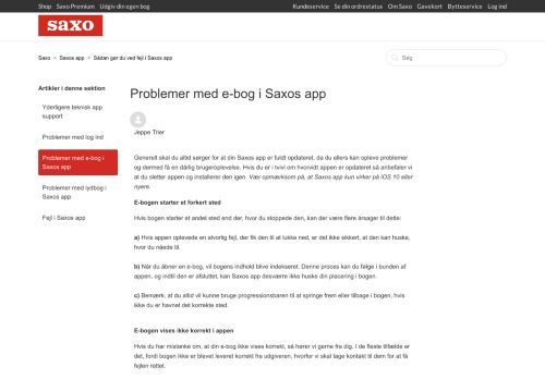 
                            11. Problemer med e-bog i Saxo appen – Saxo