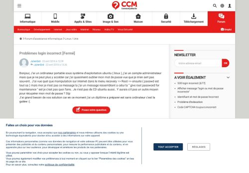 
                            3. Problèmes login incorrect - Linux / Unix - Comment Ça Marche