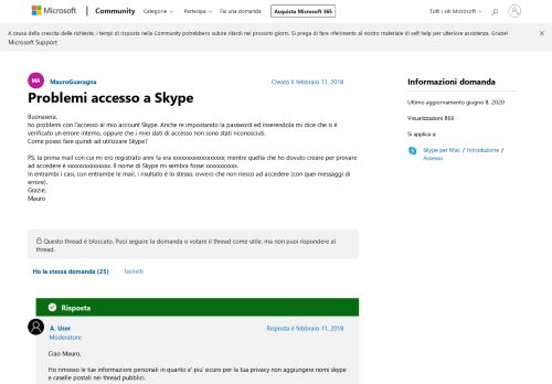 
                            11. Problemi accesso a Skype - Microsoft Community