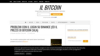 
                            8. Problemi con il login su Binance (ed il prezzo di Bitcoin cala) - Il Bitcoin