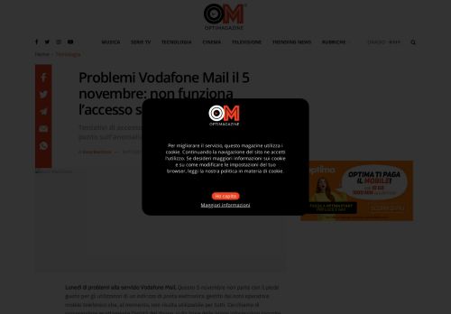 
                            10. Problemi Vodafone Mail il 5 novembre: non funziona l'accesso solo ...