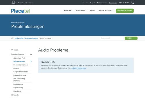 
                            6. Problemlösungen: Audio Probleme - Placetel Online-Hilfe