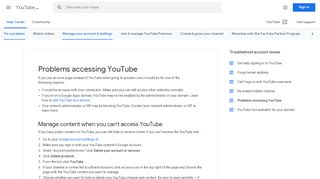 
                            5. Problems accessing YouTube - YouTube Help - Google Support