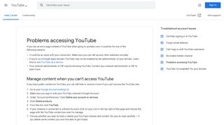 
                            2. Problems accessing YouTube - YouTube Help - Google ...