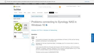 
                            12. Problems connecting to Synology NAS in Windows 10 - Microsoft