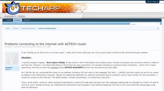 
                            12. Problems connecting to the internet with AZTECH router | Tech ARP ...